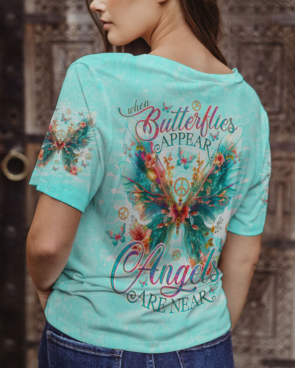 WHEN BUTTERFLIES APPEAR ANGELS ARE NEAR ALL OVER PRINT - TLNO0204241