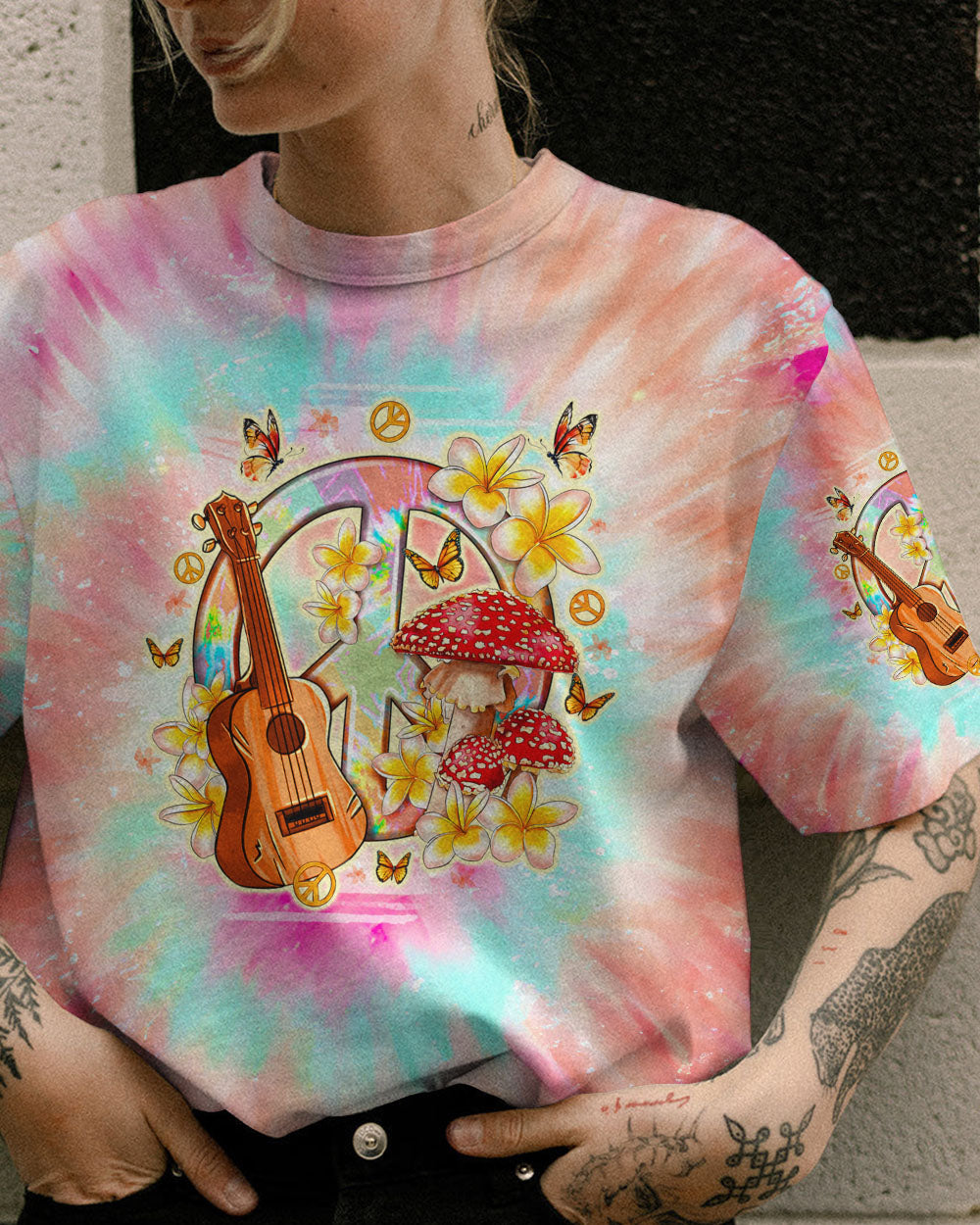 HIPPIE SOUL PEACE GUITAR TIE DYE ALL OVER PRINT - TLNO0212231