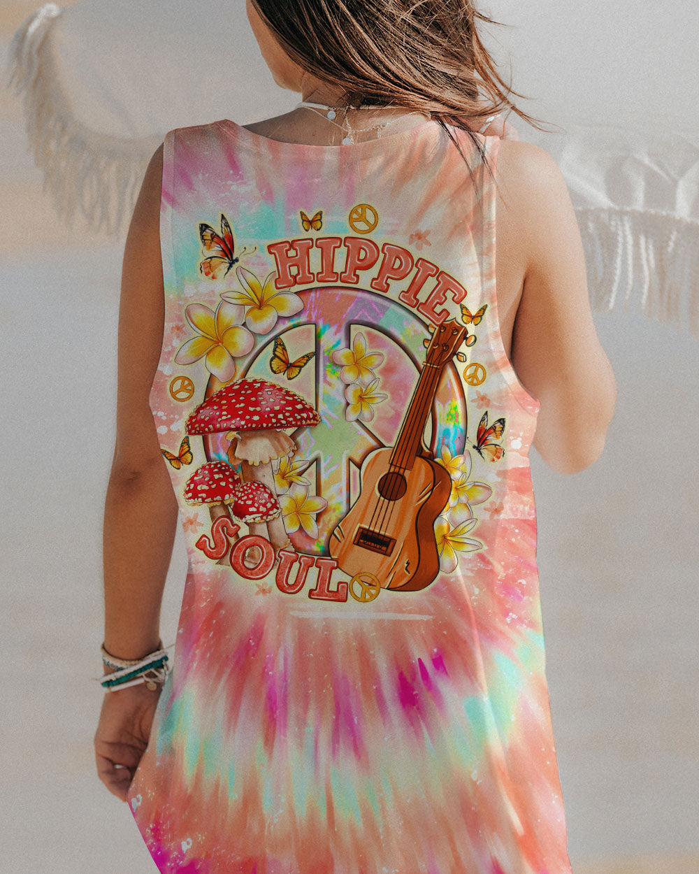 HIPPIE SOUL PEACE GUITAR TIE DYE ALL OVER PRINT - TLNO0212231