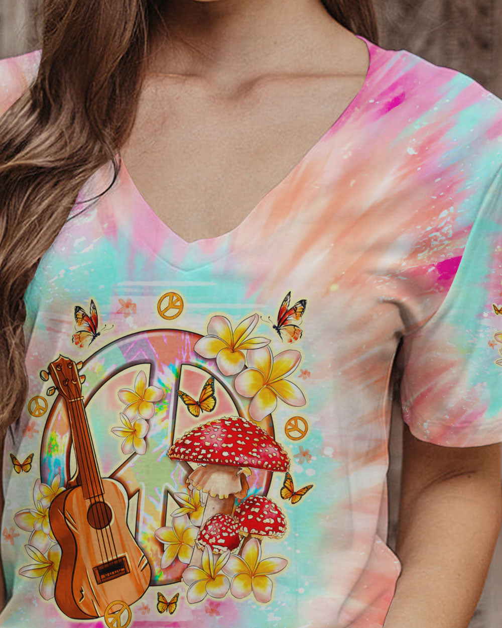 HIPPIE SOUL PEACE GUITAR TIE DYE ALL OVER PRINT - TLNO0212231