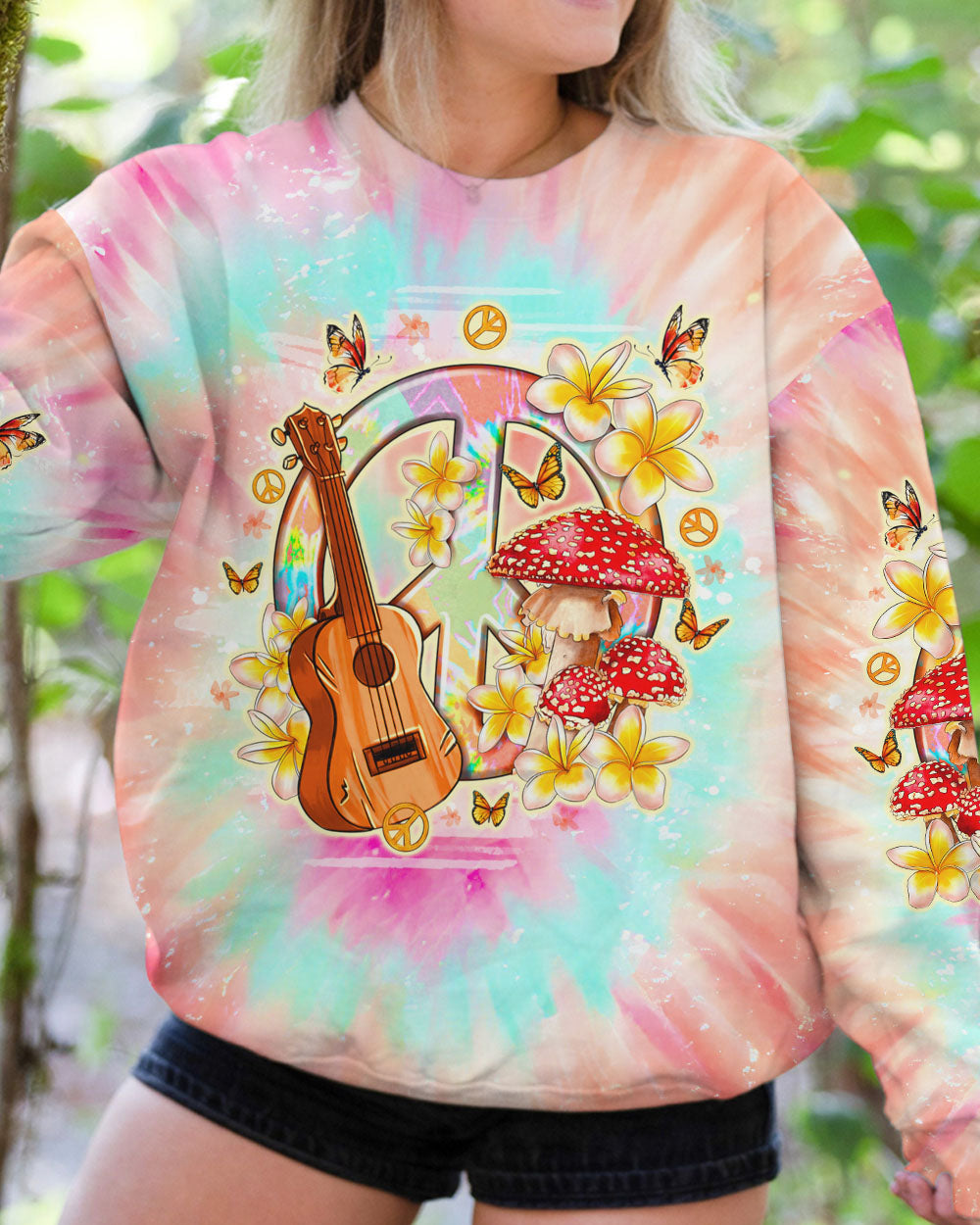 HIPPIE SOUL PEACE GUITAR TIE DYE ALL OVER PRINT - TLNO0212231