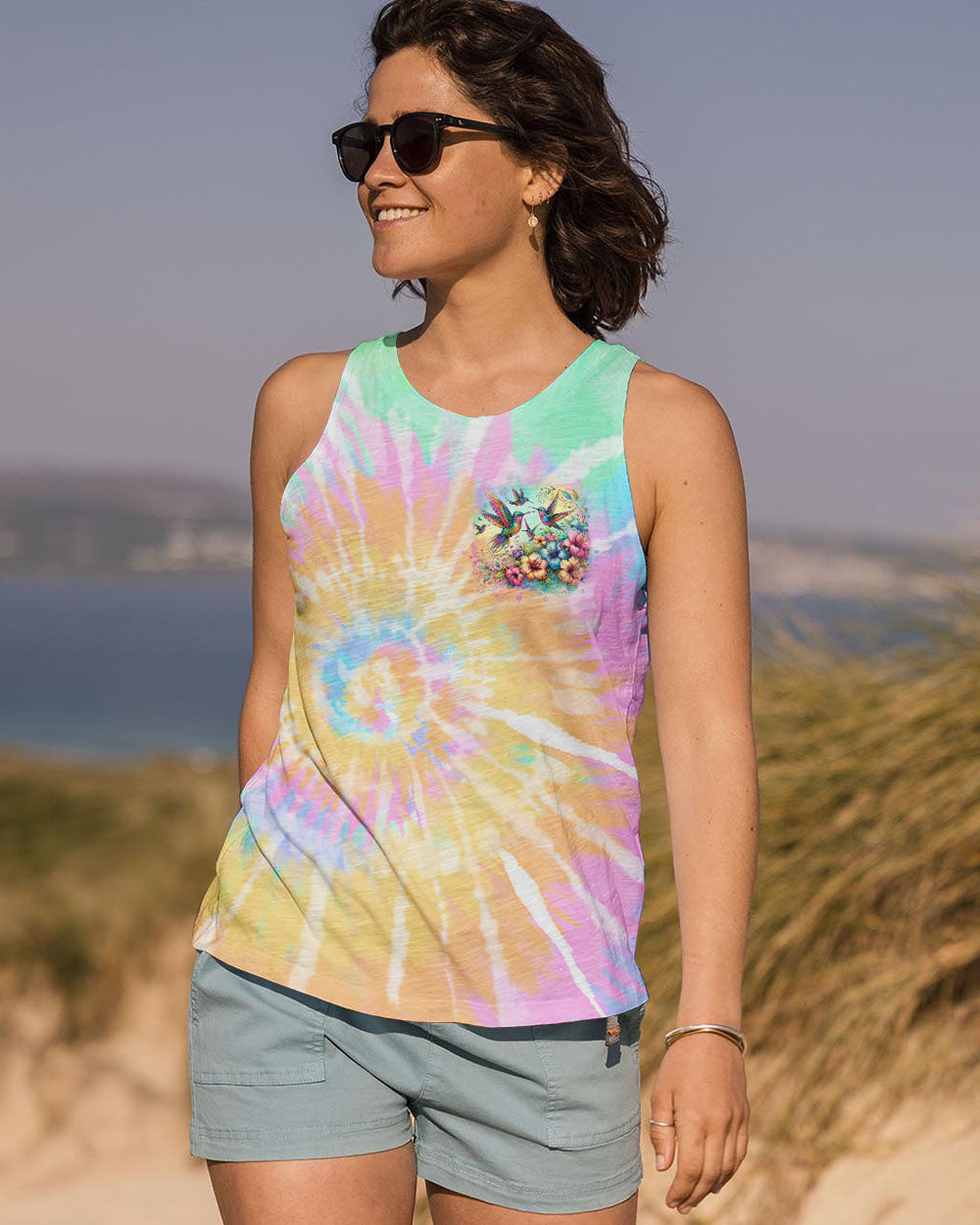 JUST BREATHE HUMMINGBIRD TIE DYE ALL OVER PRINT - TLNO0306242