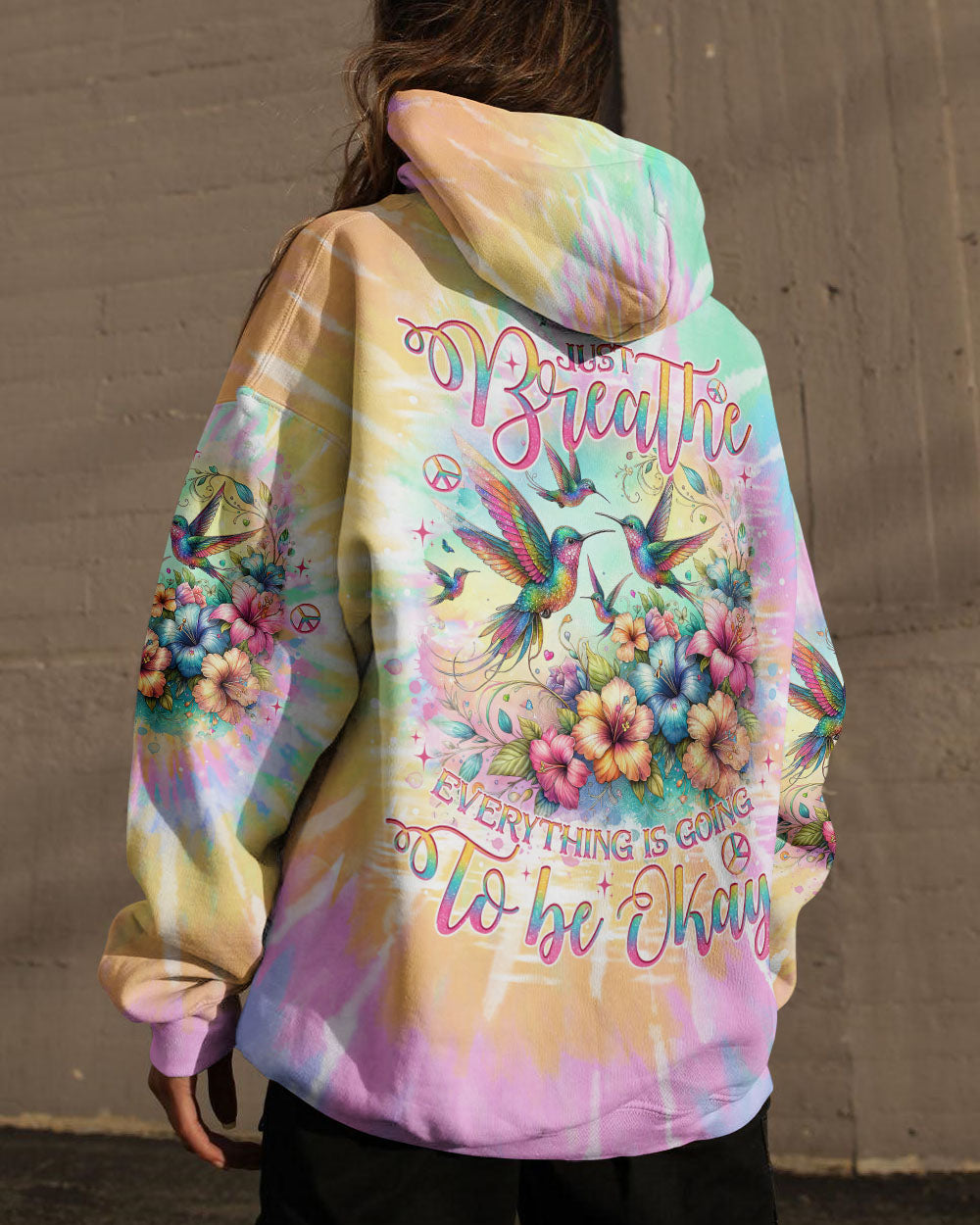 JUST BREATHE HUMMINGBIRD TIE DYE ALL OVER PRINT - TLNO0306242