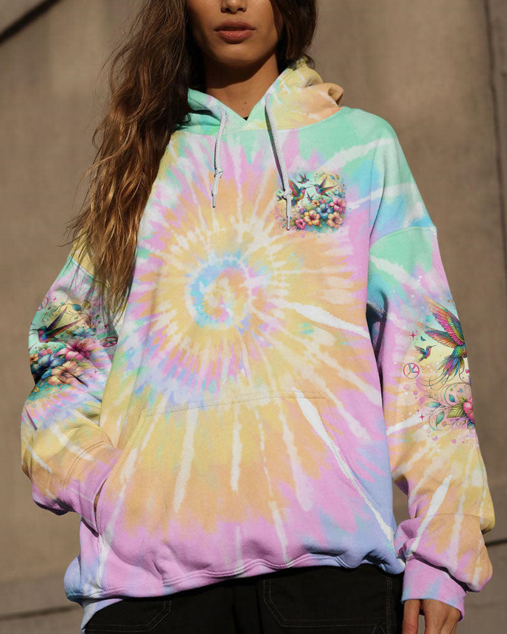 JUST BREATHE HUMMINGBIRD TIE DYE ALL OVER PRINT - TLNO0306242