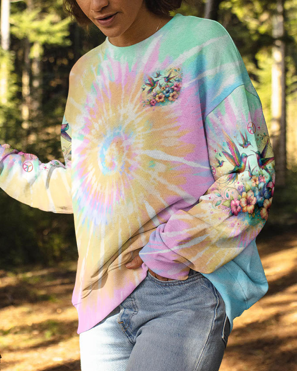 JUST BREATHE HUMMINGBIRD TIE DYE ALL OVER PRINT - TLNO0306242