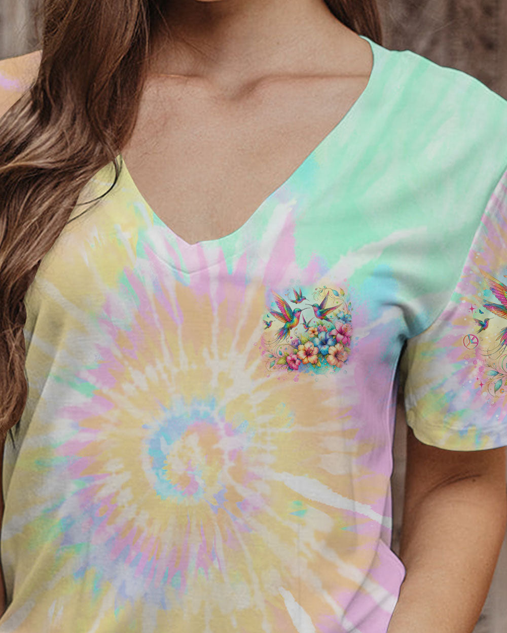JUST BREATHE HUMMINGBIRD TIE DYE ALL OVER PRINT - TLNO0306242