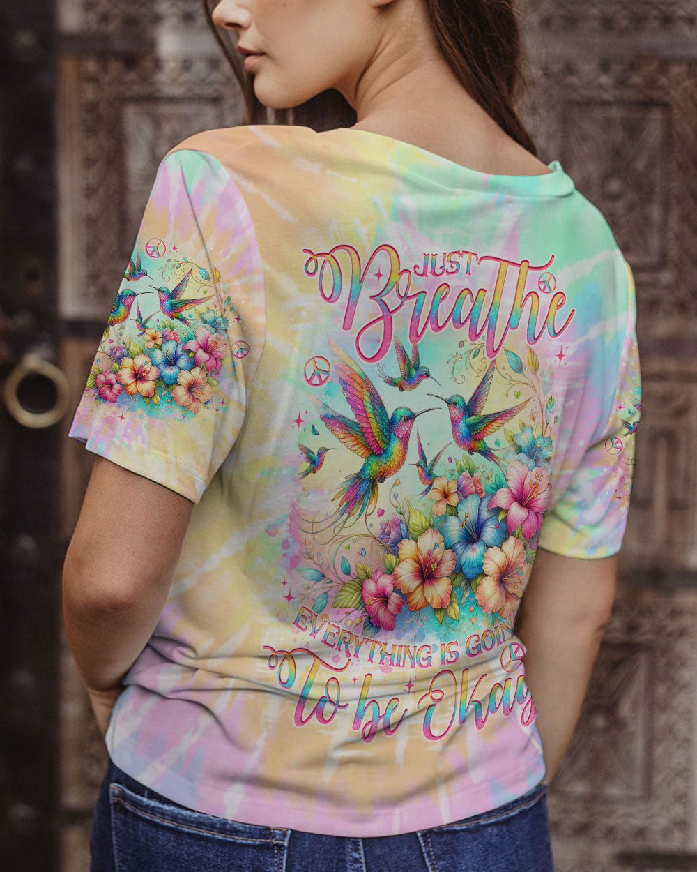 JUST BREATHE HUMMINGBIRD TIE DYE ALL OVER PRINT - TLNO0306242
