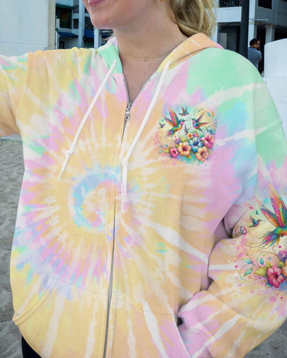 JUST BREATHE HUMMINGBIRD TIE DYE ALL OVER PRINT - TLNO0306242