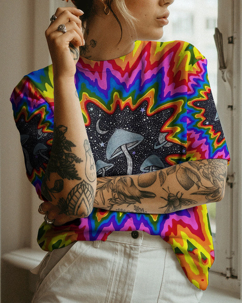 EAT MUSHROOMS SEE THE UNIVERSE TIE DYE ALL OVER PRINT - TLNO0308235