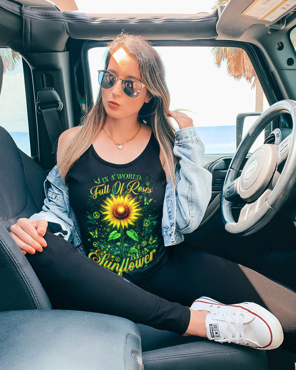 IN A WORLD FULL OF ROSES BE A SUNFLOWER ALL OVER PRINT - TLNO0404252