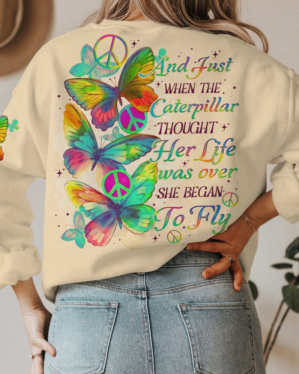 SHE BEGAN TO FLY BUTTERFLY ALL OVER PRINT - TLNO0407232
