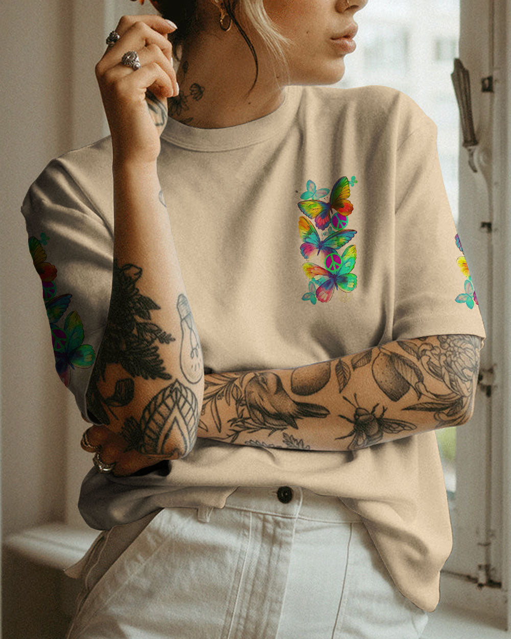 SHE BEGAN TO FLY BUTTERFLY ALL OVER PRINT - TLNO0407232