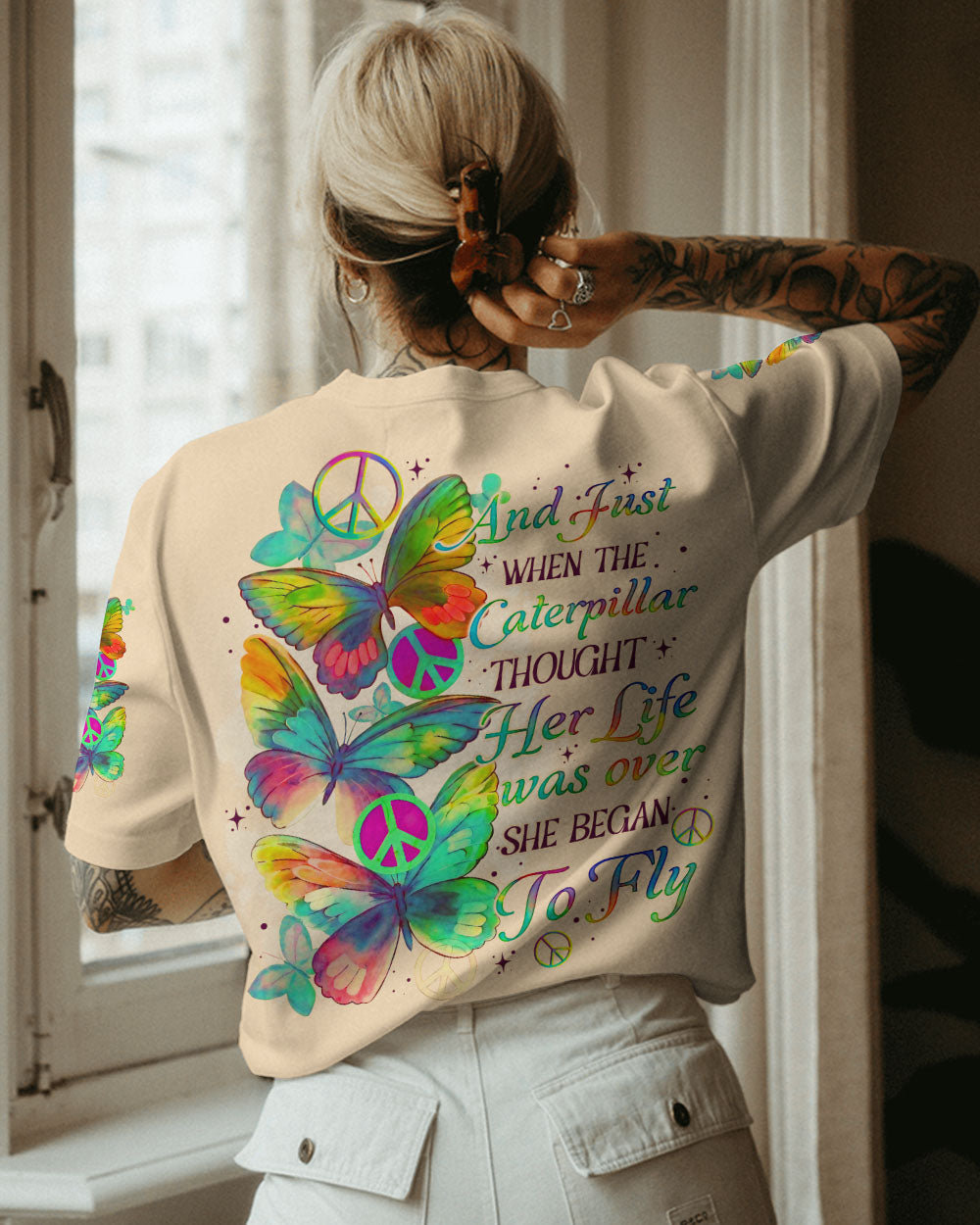 SHE BEGAN TO FLY BUTTERFLY ALL OVER PRINT - TLNO0407232