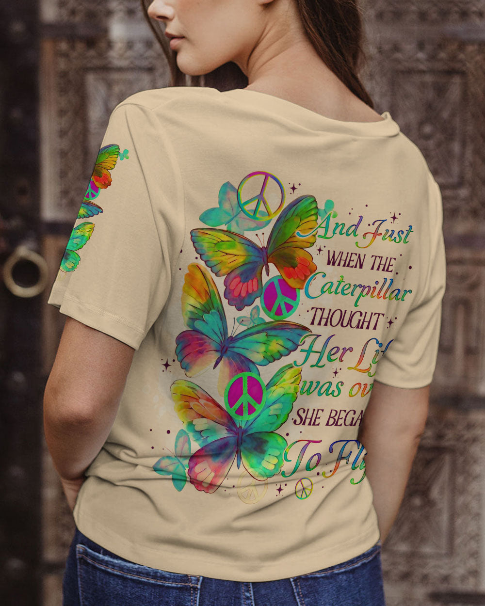 SHE BEGAN TO FLY BUTTERFLY ALL OVER PRINT - TLNO0407232