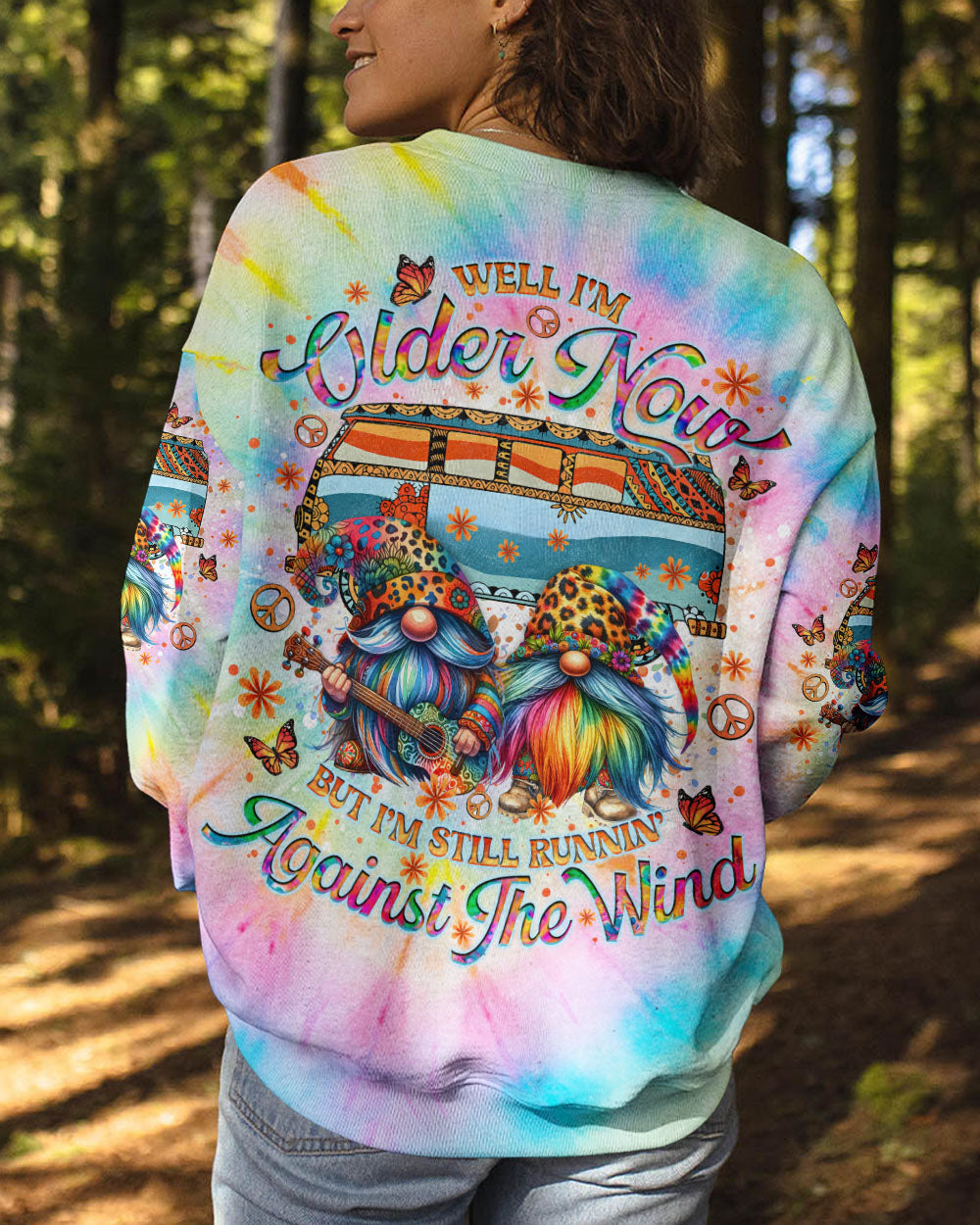 RUNNING AGAINST THE WIND GNOME TIE DYE ALL OVER PRINT - TLNO0412243
