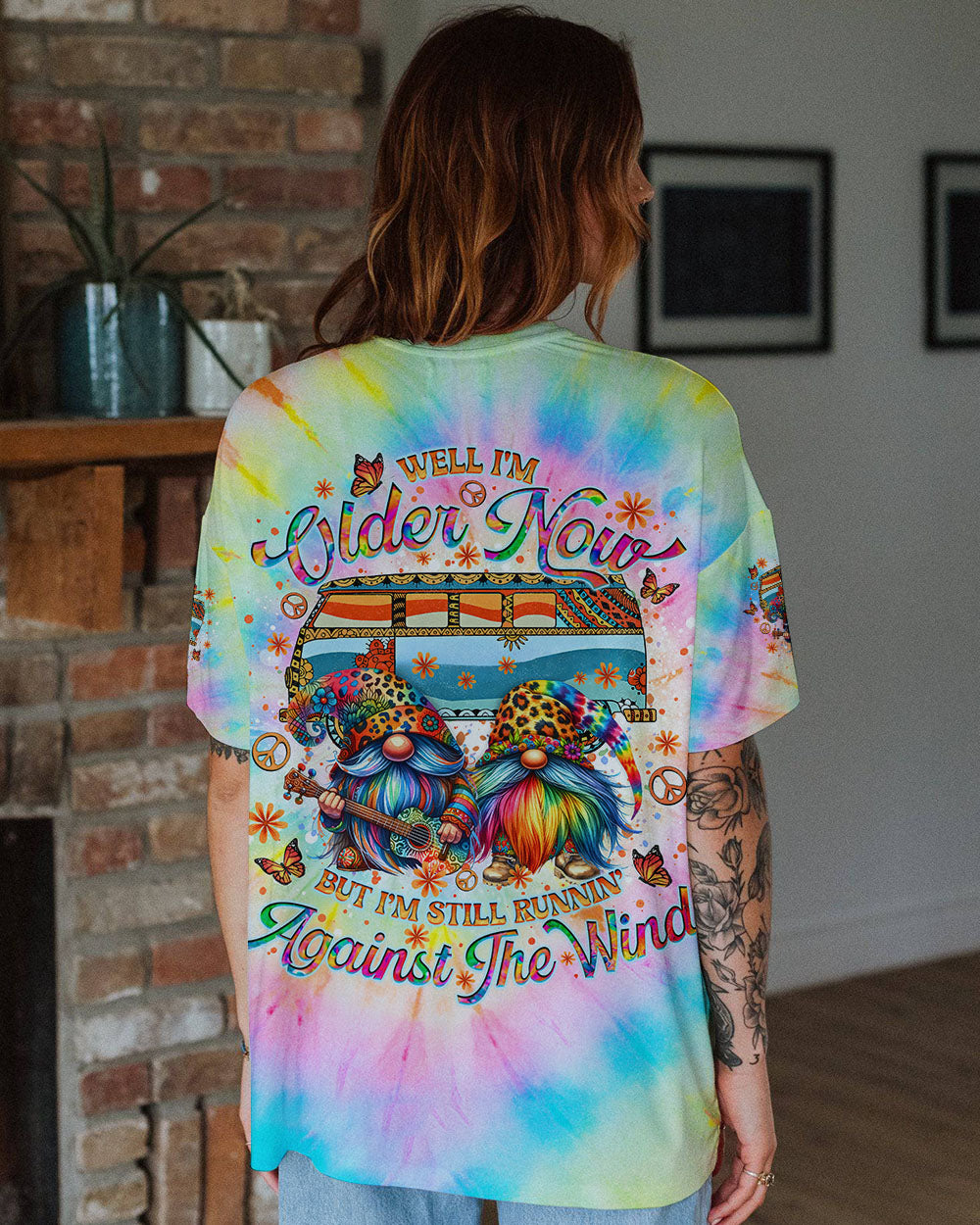 RUNNING AGAINST THE WIND GNOME TIE DYE ALL OVER PRINT - TLNO0412243