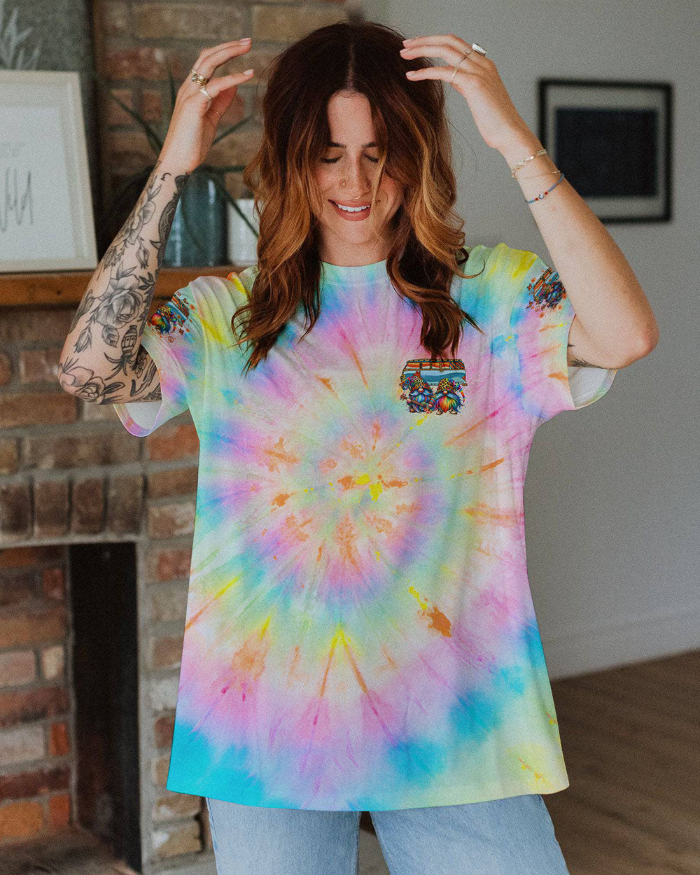 RUNNING AGAINST THE WIND GNOME TIE DYE ALL OVER PRINT - TLNO0412243