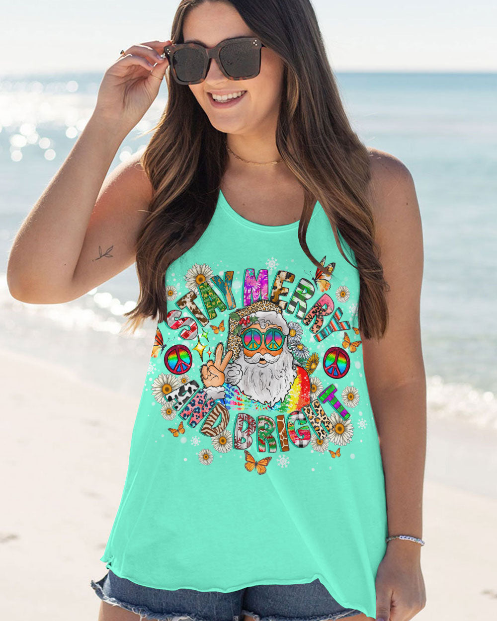STAY MERRY AND BRIGHT SANTA CHRISTMAS ALL OVER PRINT - TLNO0609236