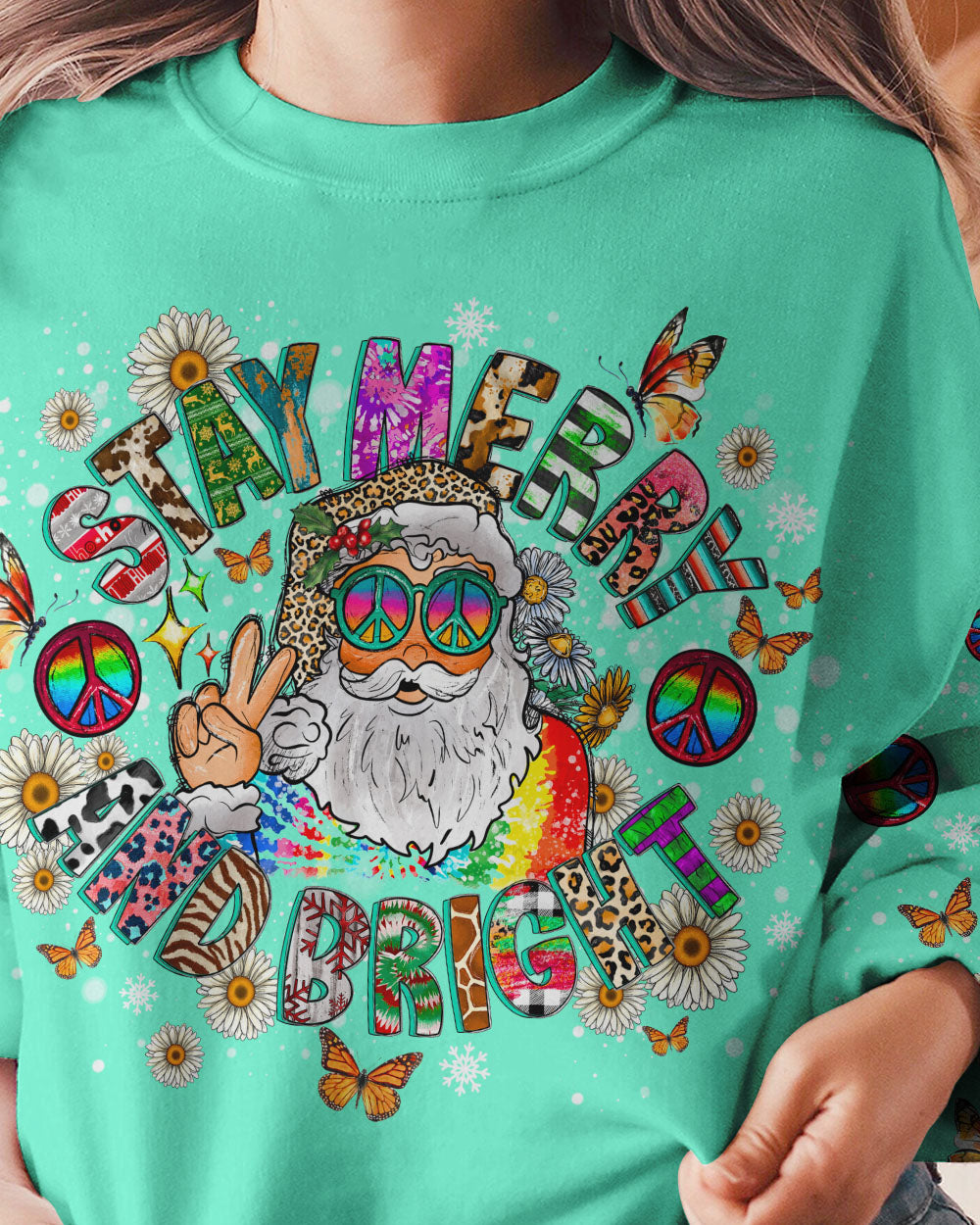STAY MERRY AND BRIGHT SANTA CHRISTMAS ALL OVER PRINT - TLNO0609236