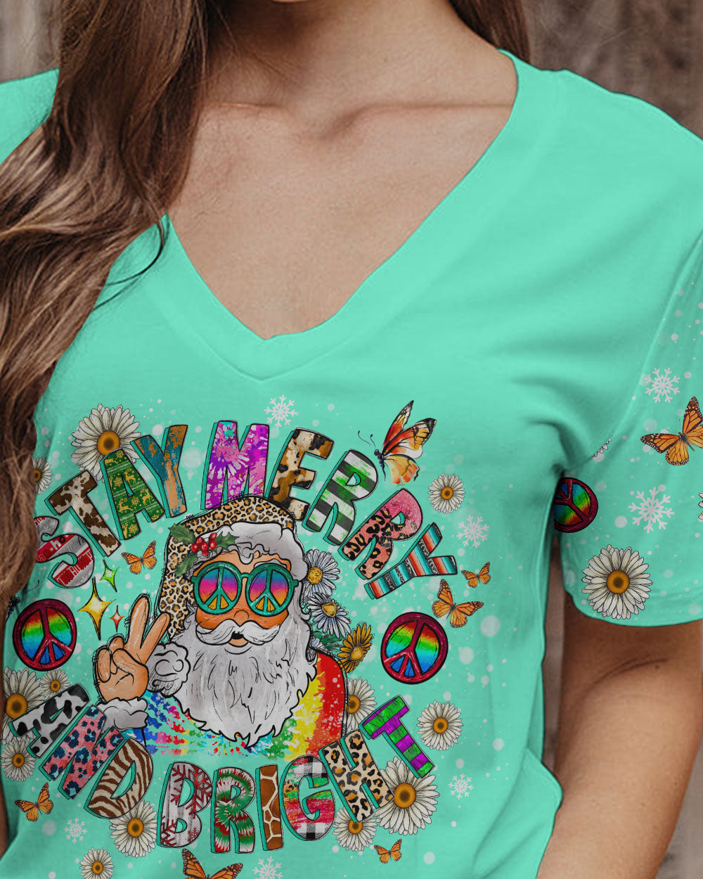STAY MERRY AND BRIGHT SANTA CHRISTMAS ALL OVER PRINT - TLNO0609236