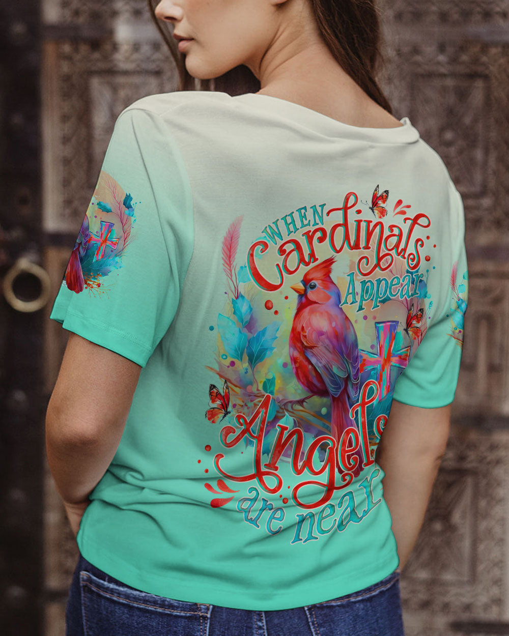 WHEN CARDINALS APPEAR ANGELS ARE NEAR ALL OVER PRINT - TLNO0708234