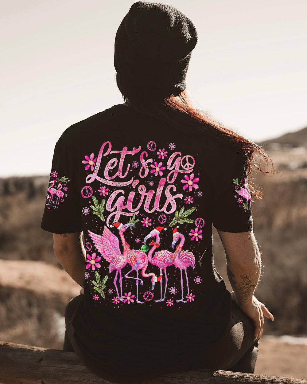 LET'S GO GIRLS FLAMINGO CHRISTMAS ALL OVER PRINT - TLNO0709232