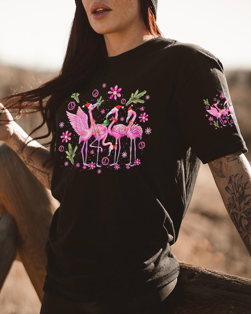 LET'S GO GIRLS FLAMINGO CHRISTMAS ALL OVER PRINT - TLNO0709232
