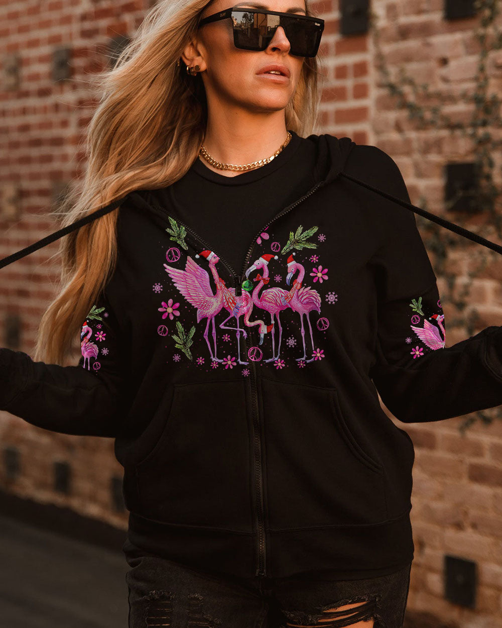 LET'S GO GIRLS FLAMINGO CHRISTMAS ALL OVER PRINT - TLNO0709232