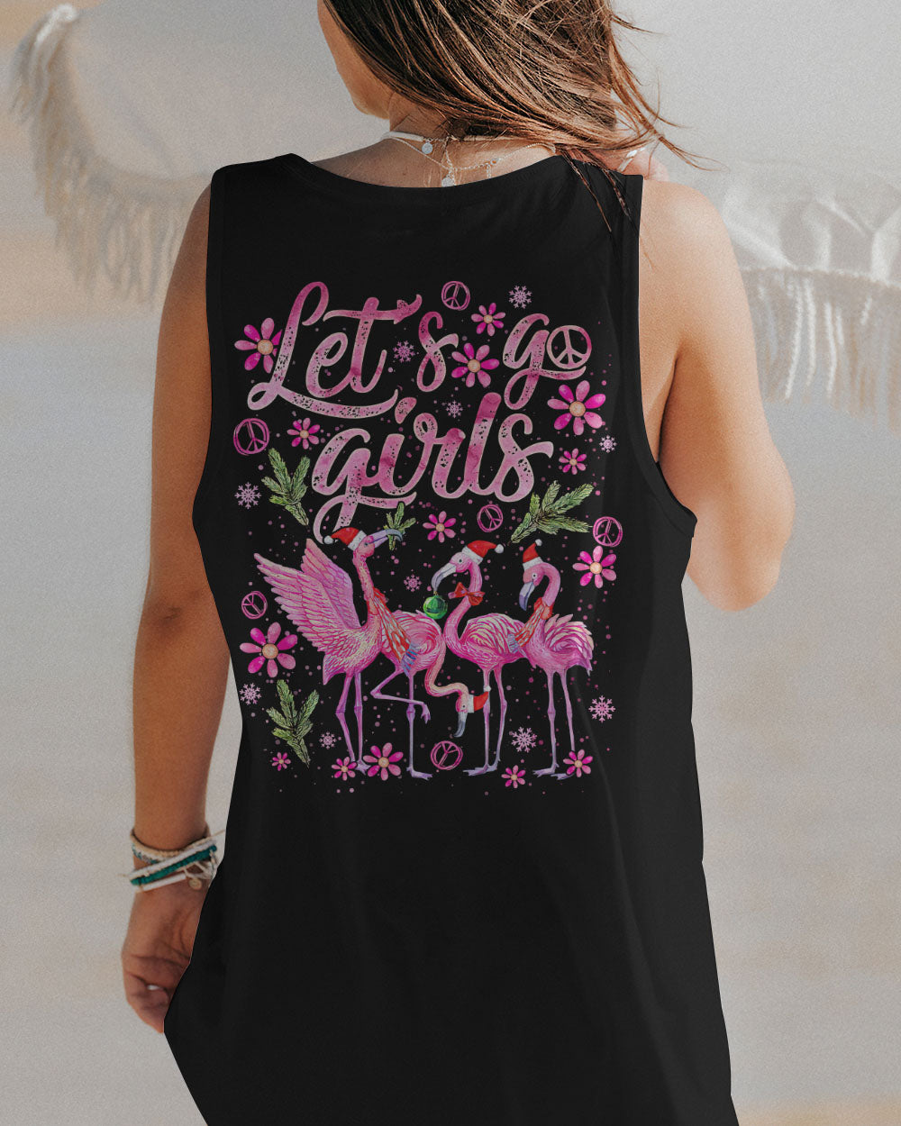 LET'S GO GIRLS FLAMINGO CHRISTMAS ALL OVER PRINT - TLNO0709232