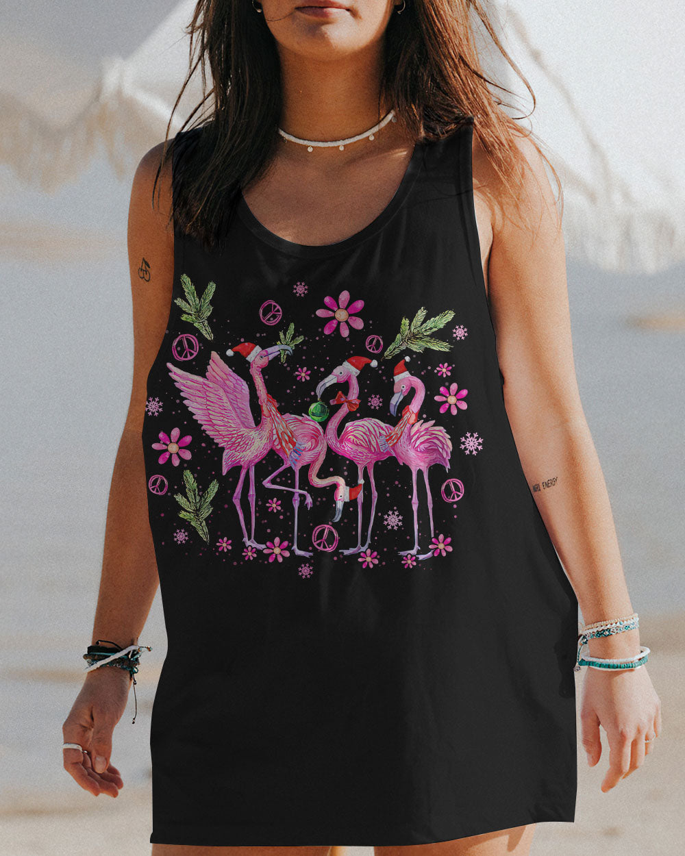 LET'S GO GIRLS FLAMINGO CHRISTMAS ALL OVER PRINT - TLNO0709232