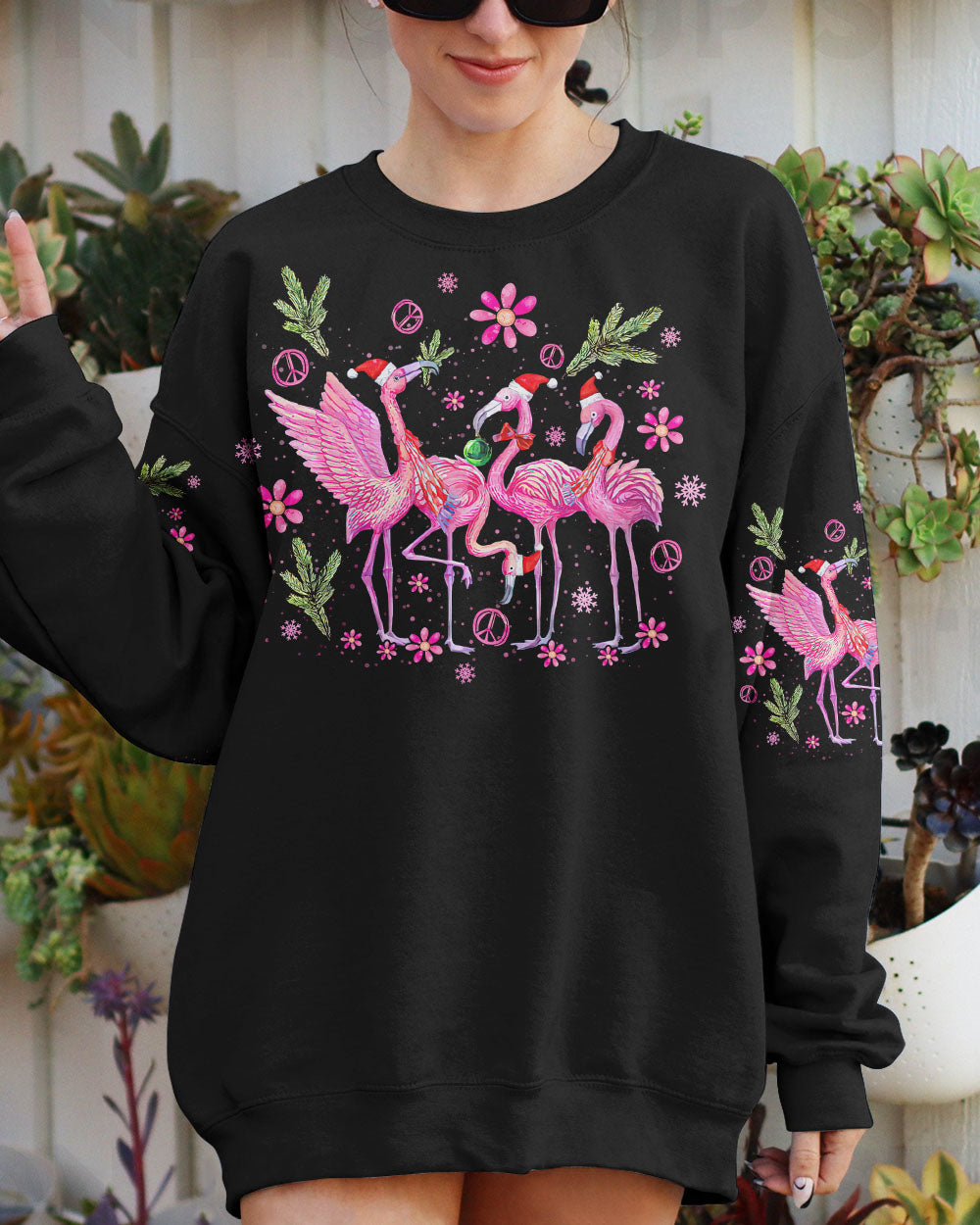 LET'S GO GIRLS FLAMINGO CHRISTMAS ALL OVER PRINT - TLNO0709232