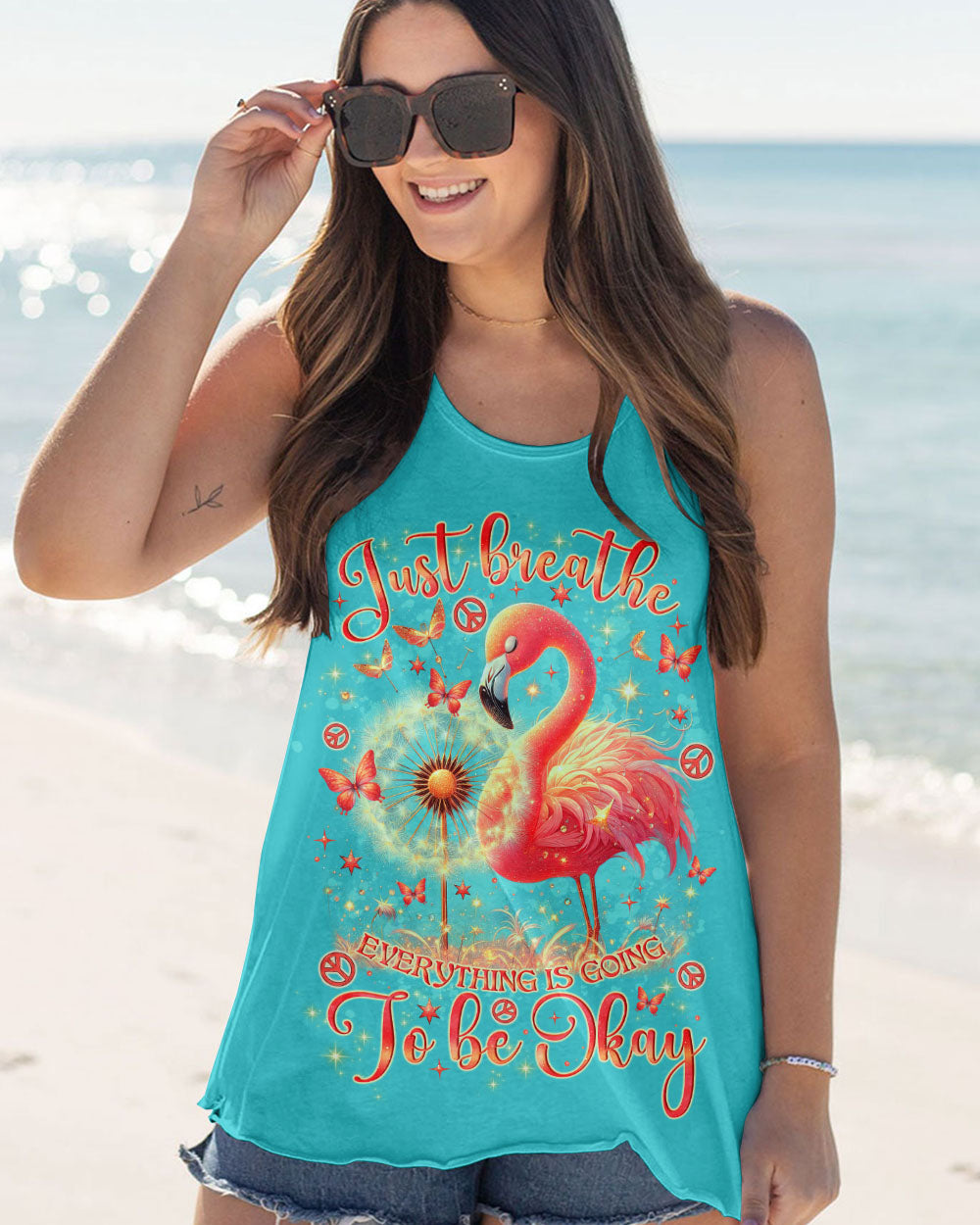 JUST BREATHE FLAMINGO ALL OVER PRINT - TLNO0807242
