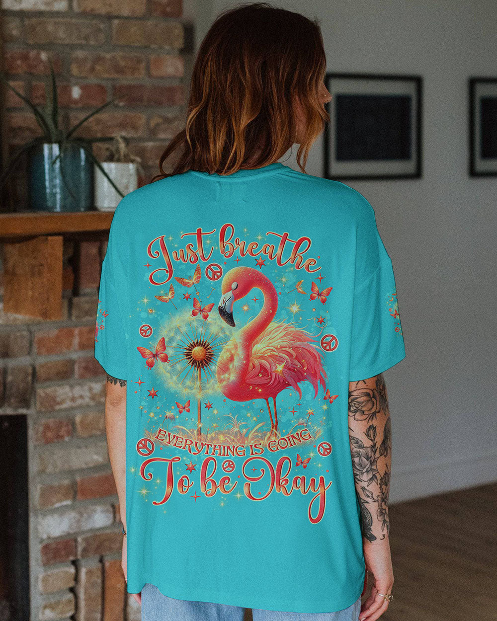 JUST BREATHE FLAMINGO ALL OVER PRINT - TLNO0807242