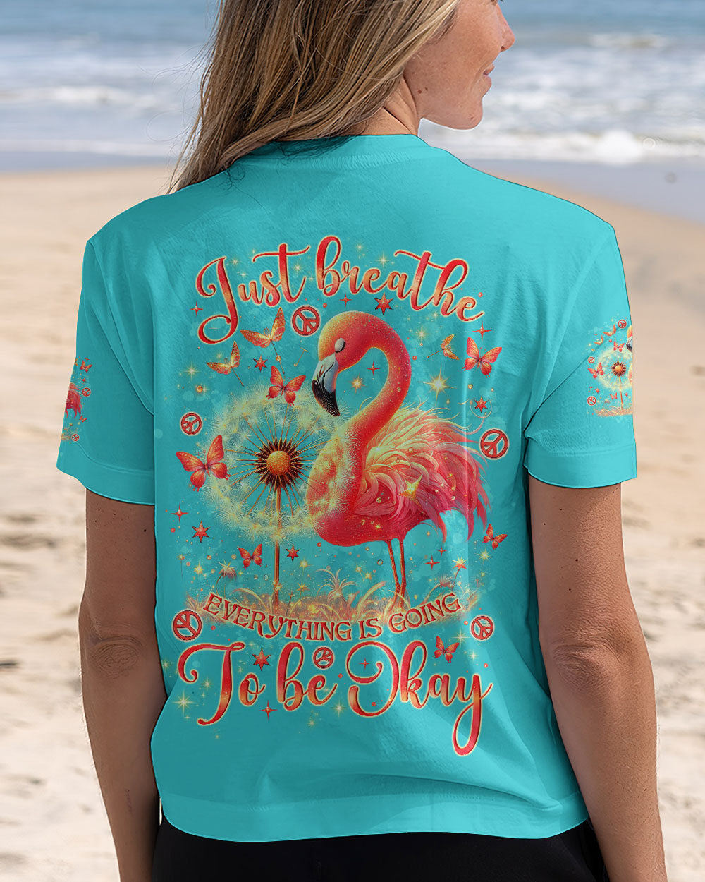 JUST BREATHE FLAMINGO ALL OVER PRINT - TLNO0807242