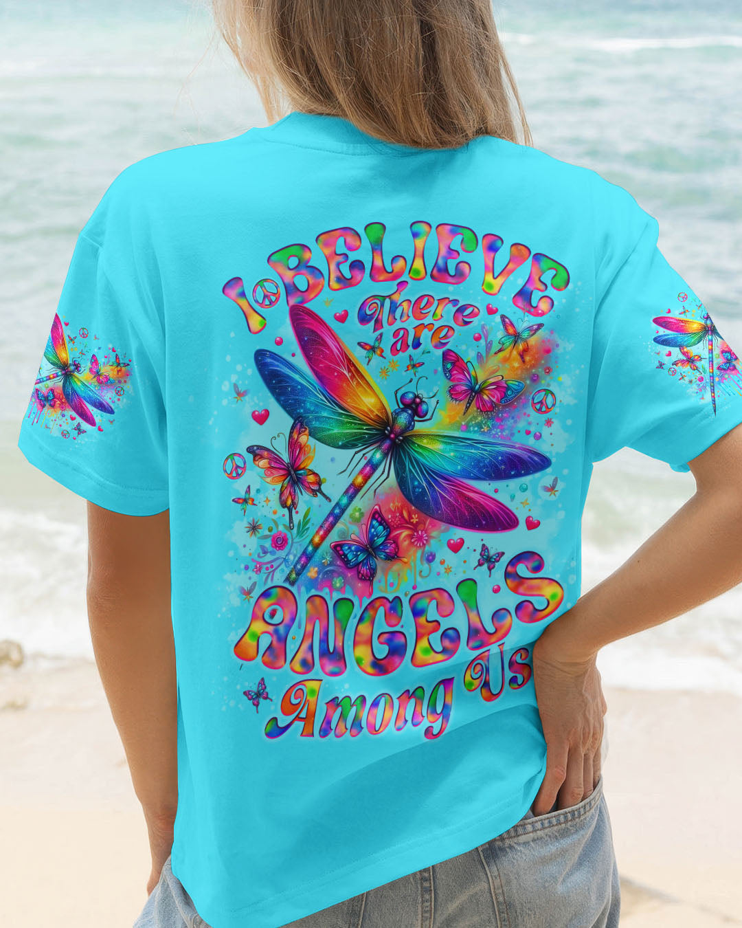 I BELIEVE THERE ARE ANGELS AMONG US DRAGONFLY ALL OVER PRINT - TLNO0810252