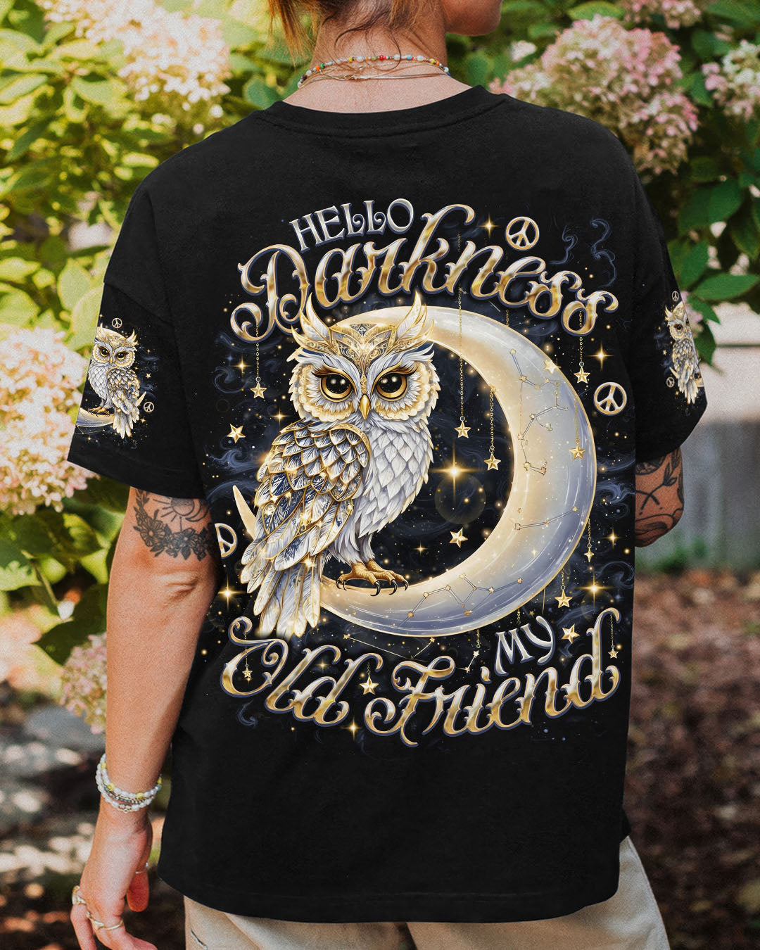 HELLO DARKNESS MY OLD FRIEND OWL MOON ALL OVER PRINT - TLNO0907252