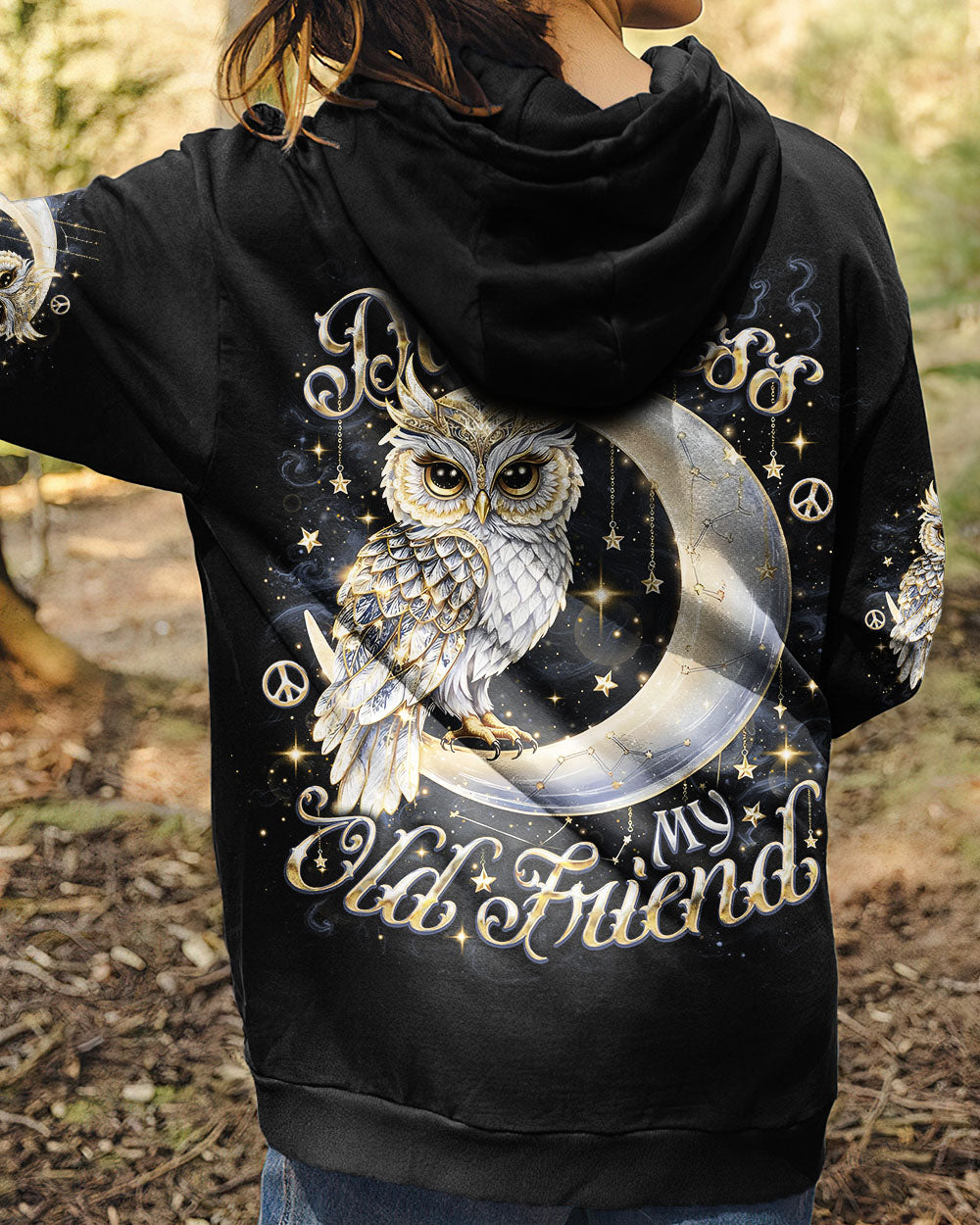 HELLO DARKNESS MY OLD FRIEND OWL MOON ALL OVER PRINT - TLNO0907252