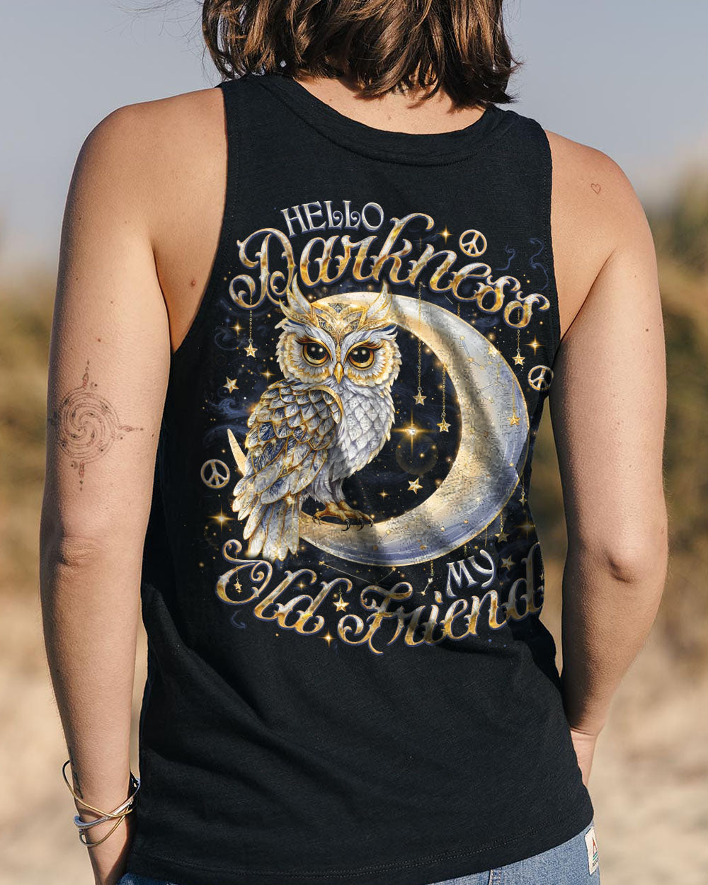HELLO DARKNESS MY OLD FRIEND OWL MOON ALL OVER PRINT - TLNO0907252
