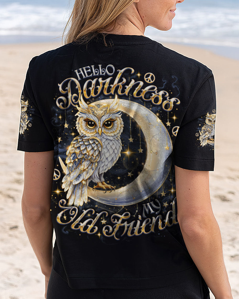 HELLO DARKNESS MY OLD FRIEND OWL MOON ALL OVER PRINT - TLNO0907252