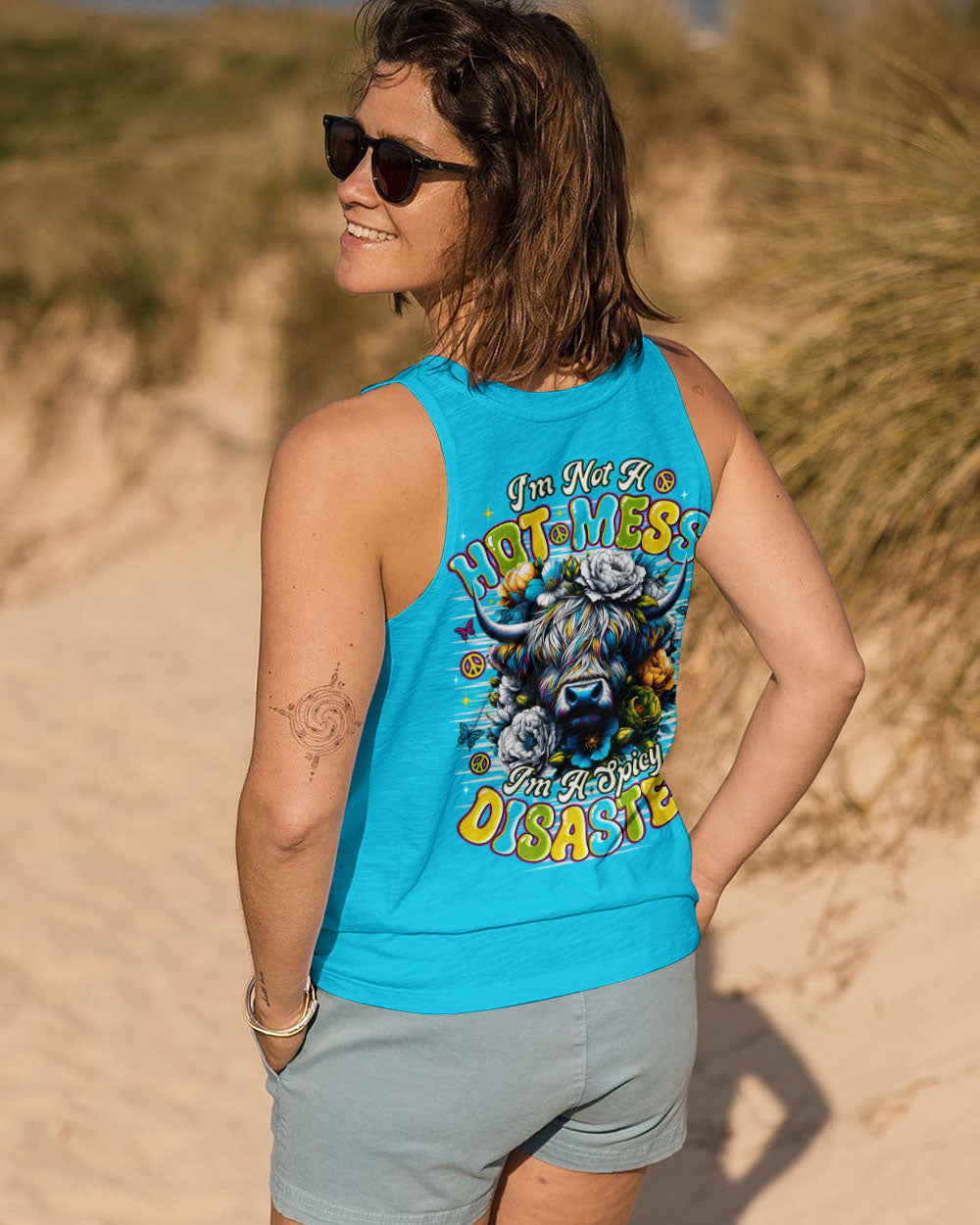 I'M NOT A HOT MESS COW FLORAL ALL OVER PRINT - TLNO1010252