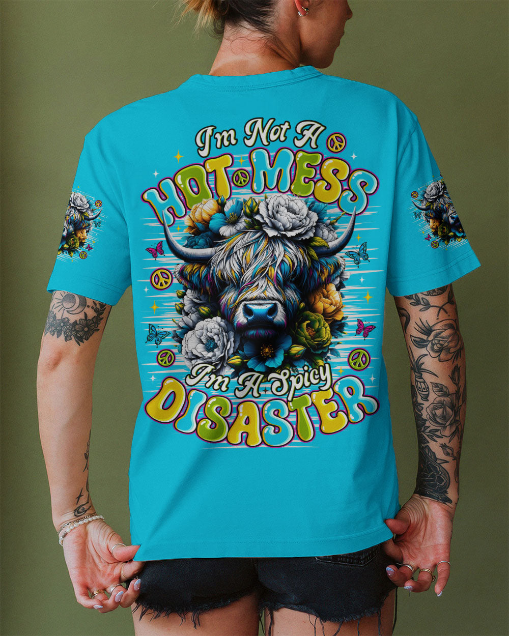 I'M NOT A HOT MESS COW FLORAL ALL OVER PRINT - TLNO1010252