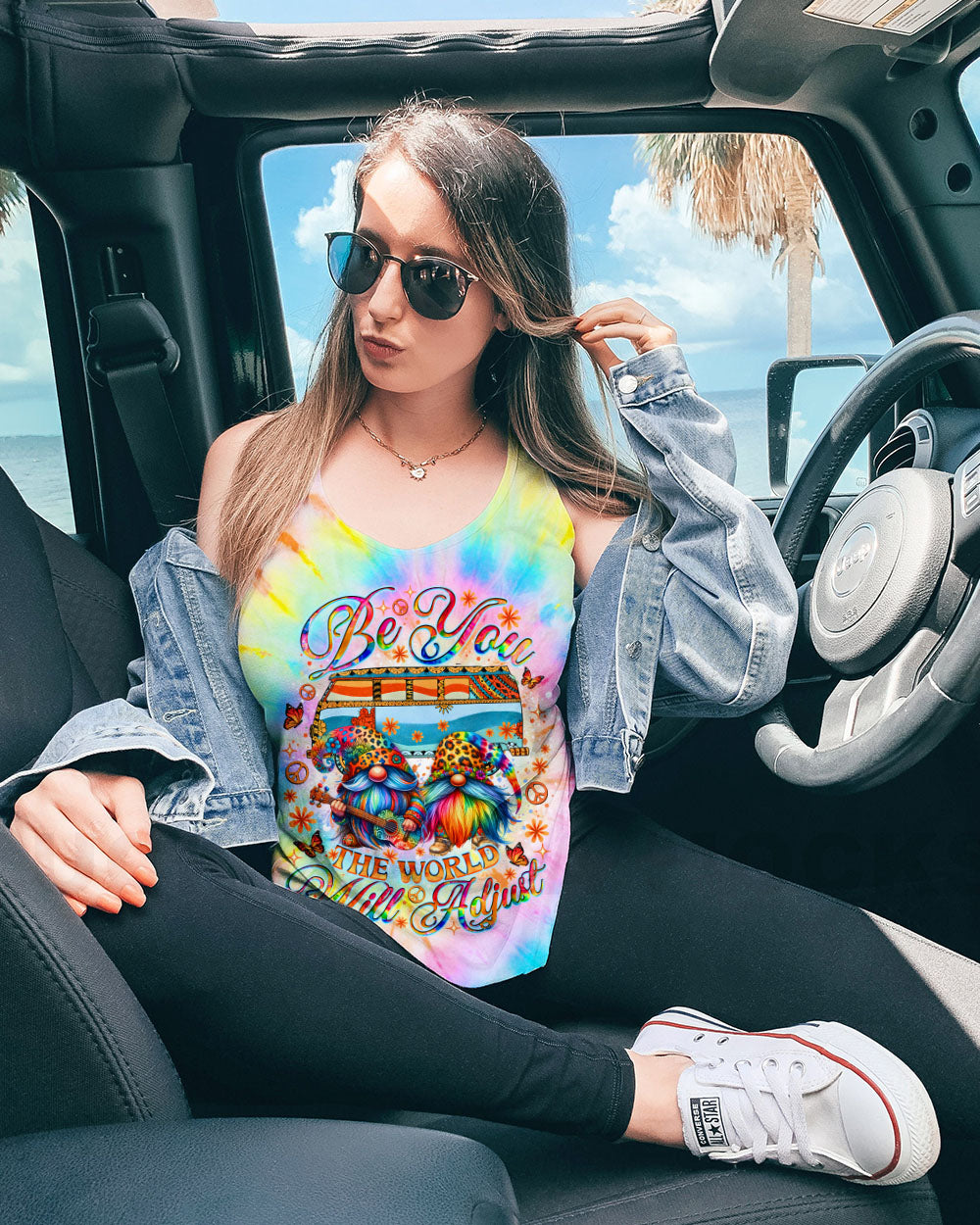 BE YOU THE WORLD WILL ADJUST GNOME TIE DYE ALL OVER PRINT - TLNO1202254