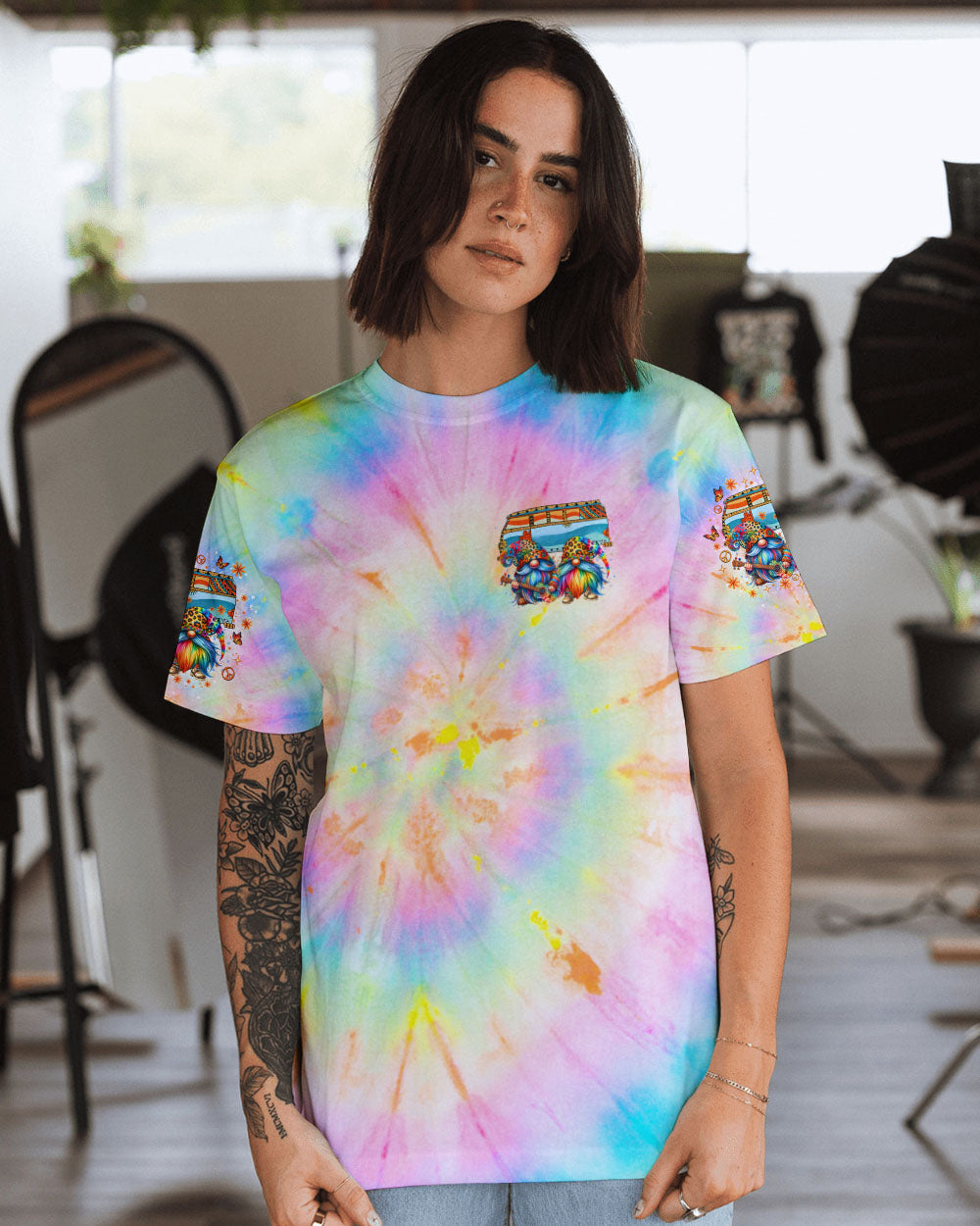 BE YOU THE WORLD WILL ADJUST GNOME TIE DYE ALL OVER PRINT - TLNO1202254