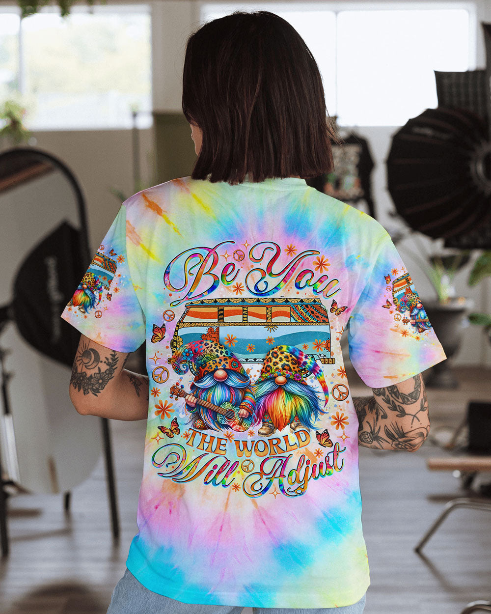 BE YOU THE WORLD WILL ADJUST GNOME TIE DYE ALL OVER PRINT - TLNO1202254