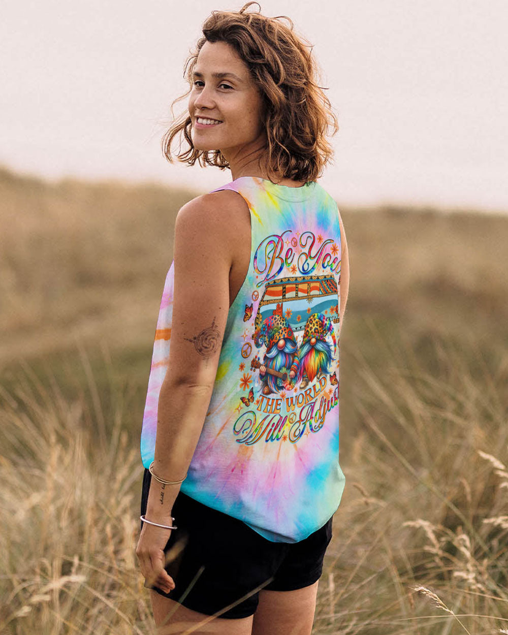 BE YOU THE WORLD WILL ADJUST GNOME TIE DYE ALL OVER PRINT - TLNO1202254