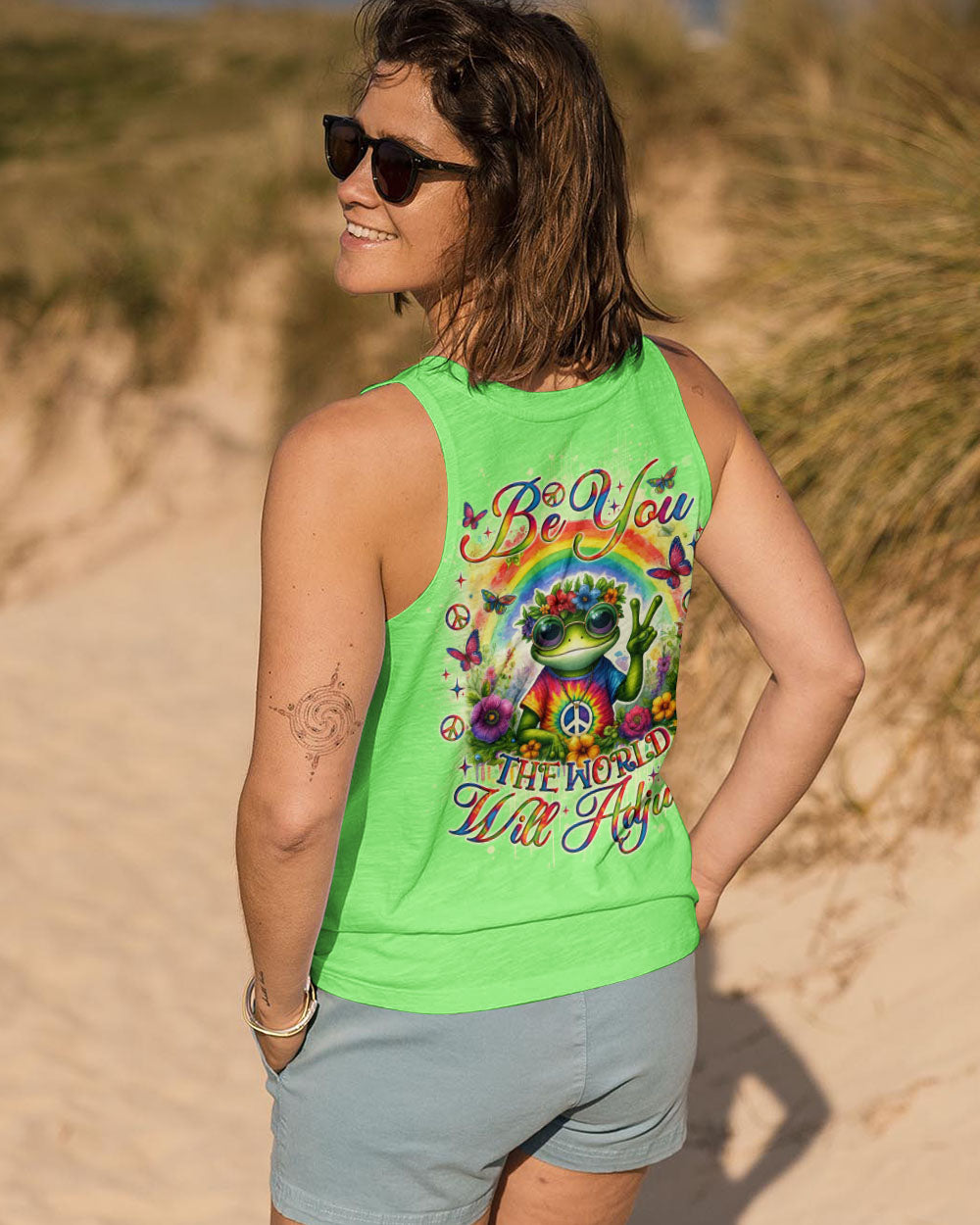 BE YOU THE WORLD WILL ADJUST FROG  ALL OVER PRINT - TLNO1204253