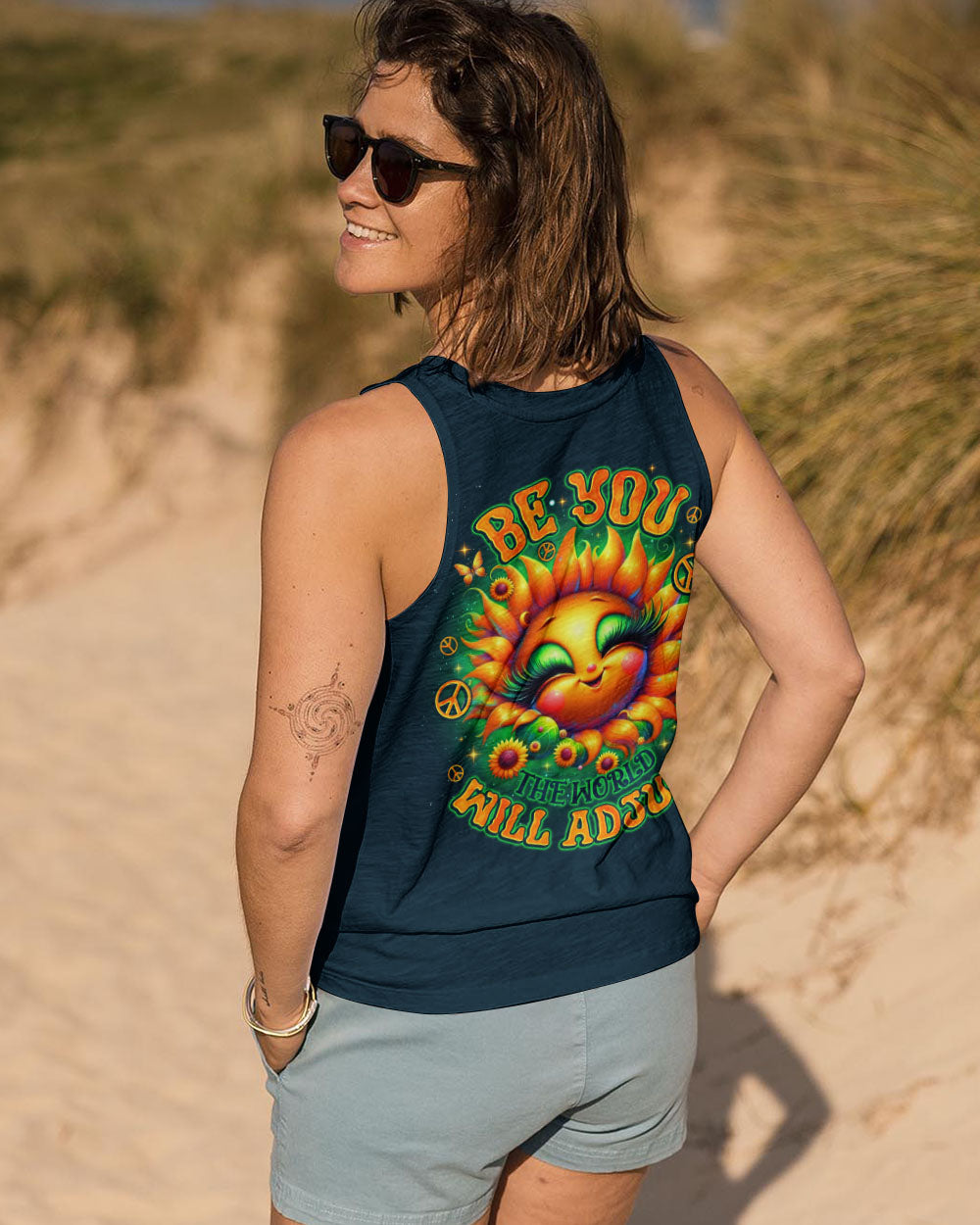 BE YOU THE WORLD WILL ADJUST SUNFLOWER ALL OVER PRINT - TLNO1206241