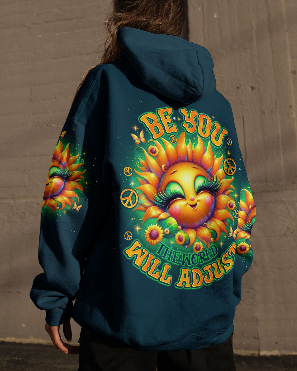 BE YOU THE WORLD WILL ADJUST SUNFLOWER ALL OVER PRINT - TLNO1206241