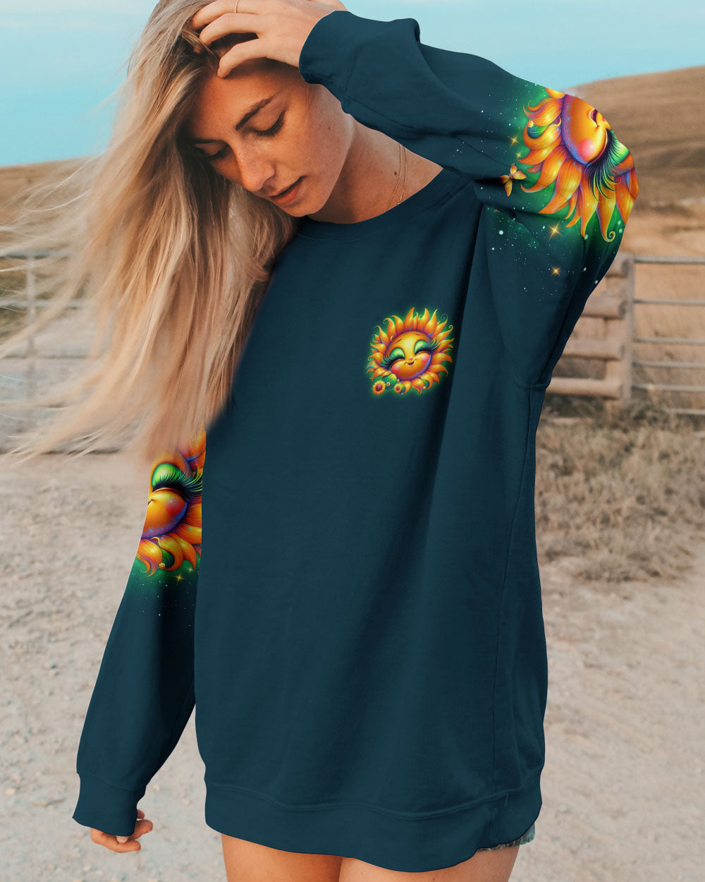 BE YOU THE WORLD WILL ADJUST SUNFLOWER ALL OVER PRINT - TLNO1206241
