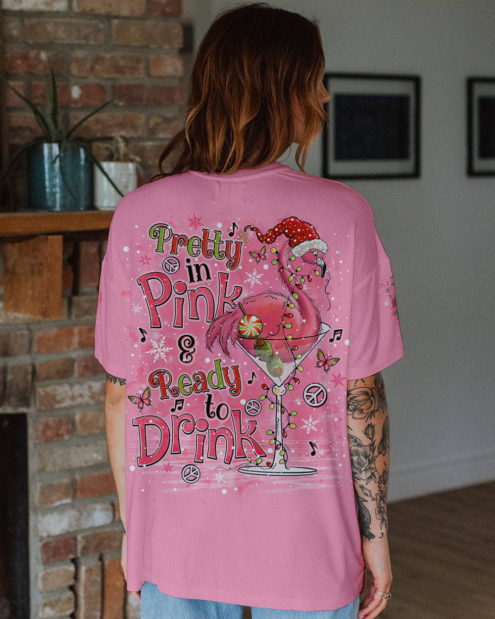PRETTY IN PINK FLAMINGO CHRISTMAS  ALL OVER PRINT - TLNO1210241